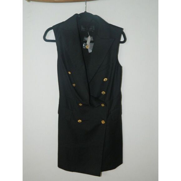 Blessed Are The Meek Blazer Dress Size 6 BLACK Double Breasted Sleeveless - Picture 9 of 16